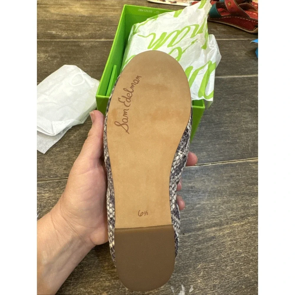 Sam Edelman Felicia Roccia Leather Snakeskin Ballet Flats Women's Size 6.5 Bow